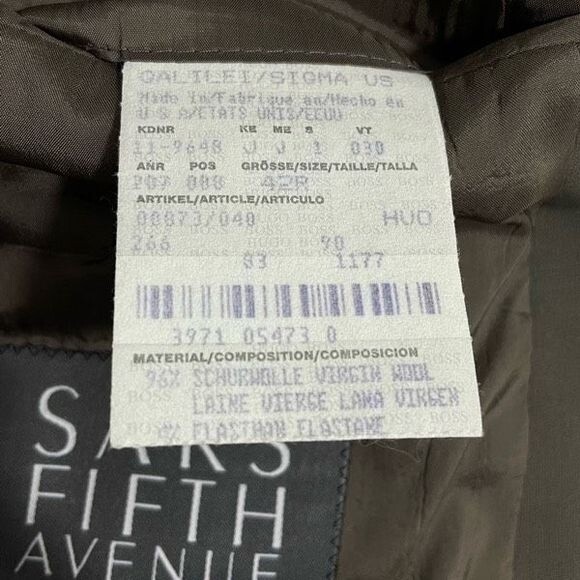 Hugo Boss‎ Mens Blazer Wool Suit Jacket Formal Padded Shoulder Brown Size 42R - Picture 8 of 9